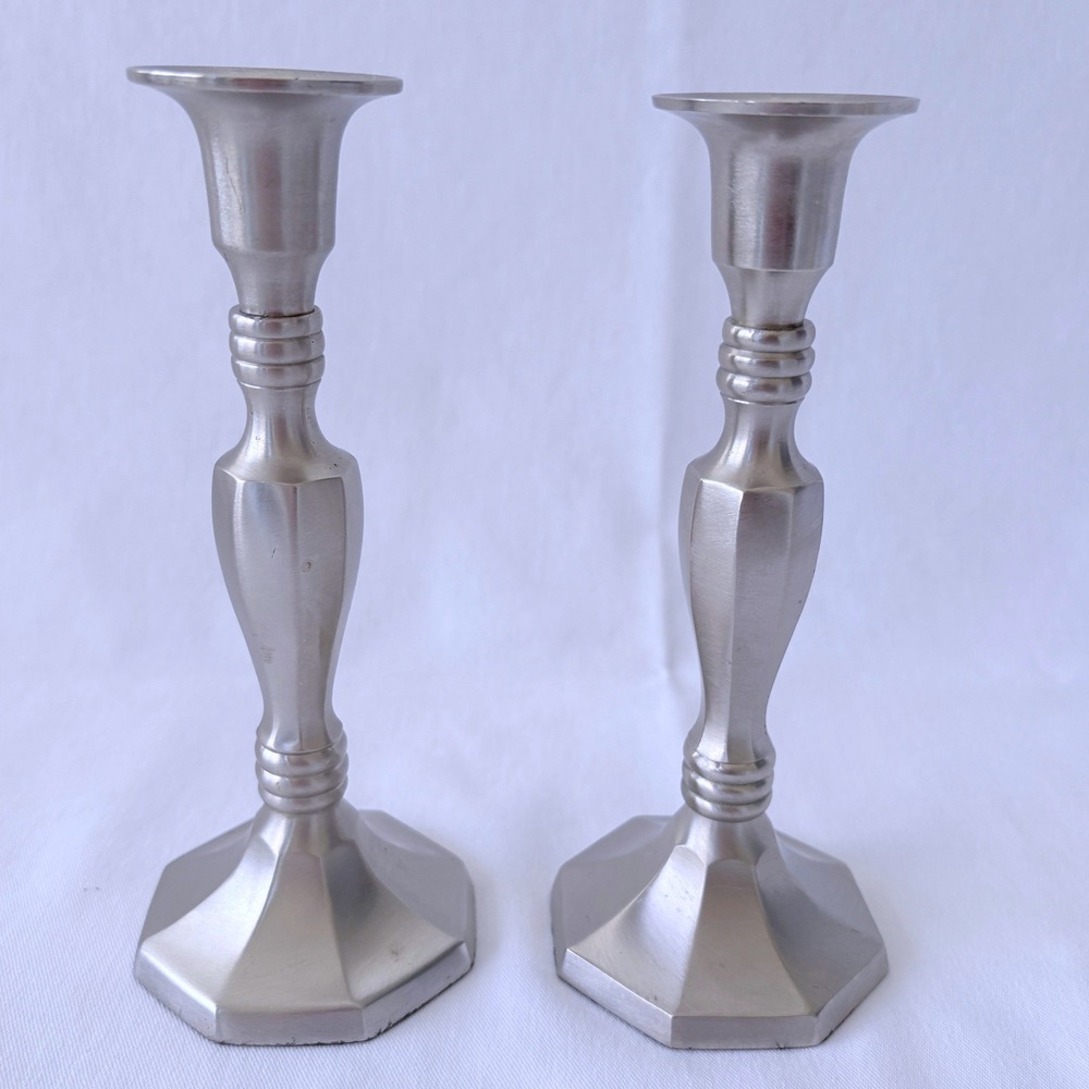 Yankee Candle Candlestick Holders 7in Silver Pewterโ Finish Set of 2 1085059